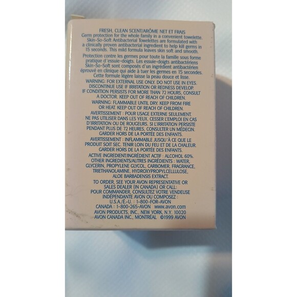 Avon Skin-So-Soft Antibacterial Towelettes Box of 10 Discontinued 1999 RARE NIB - Picture 2 of 5